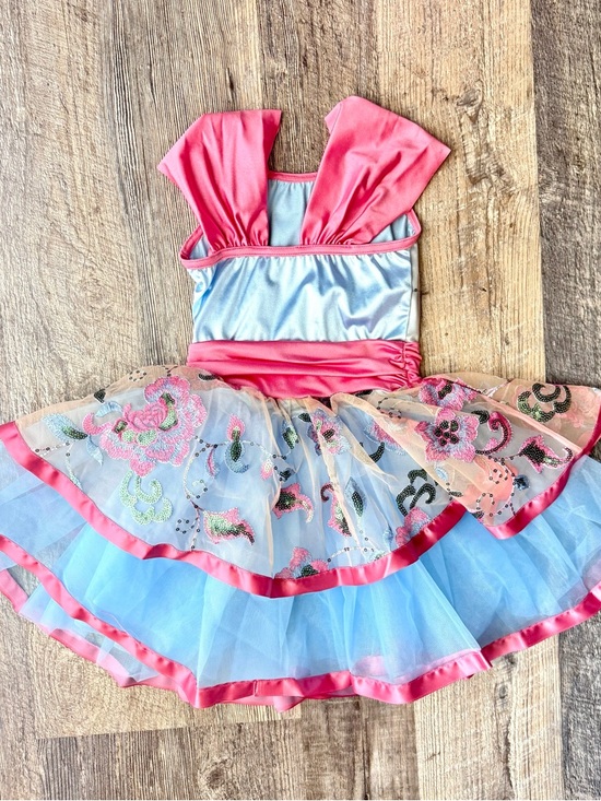 Weissman XSC 4T Dance Dress Style 10822 Pink Blue Sequin Tulle Costume - Picture 6 of 10
